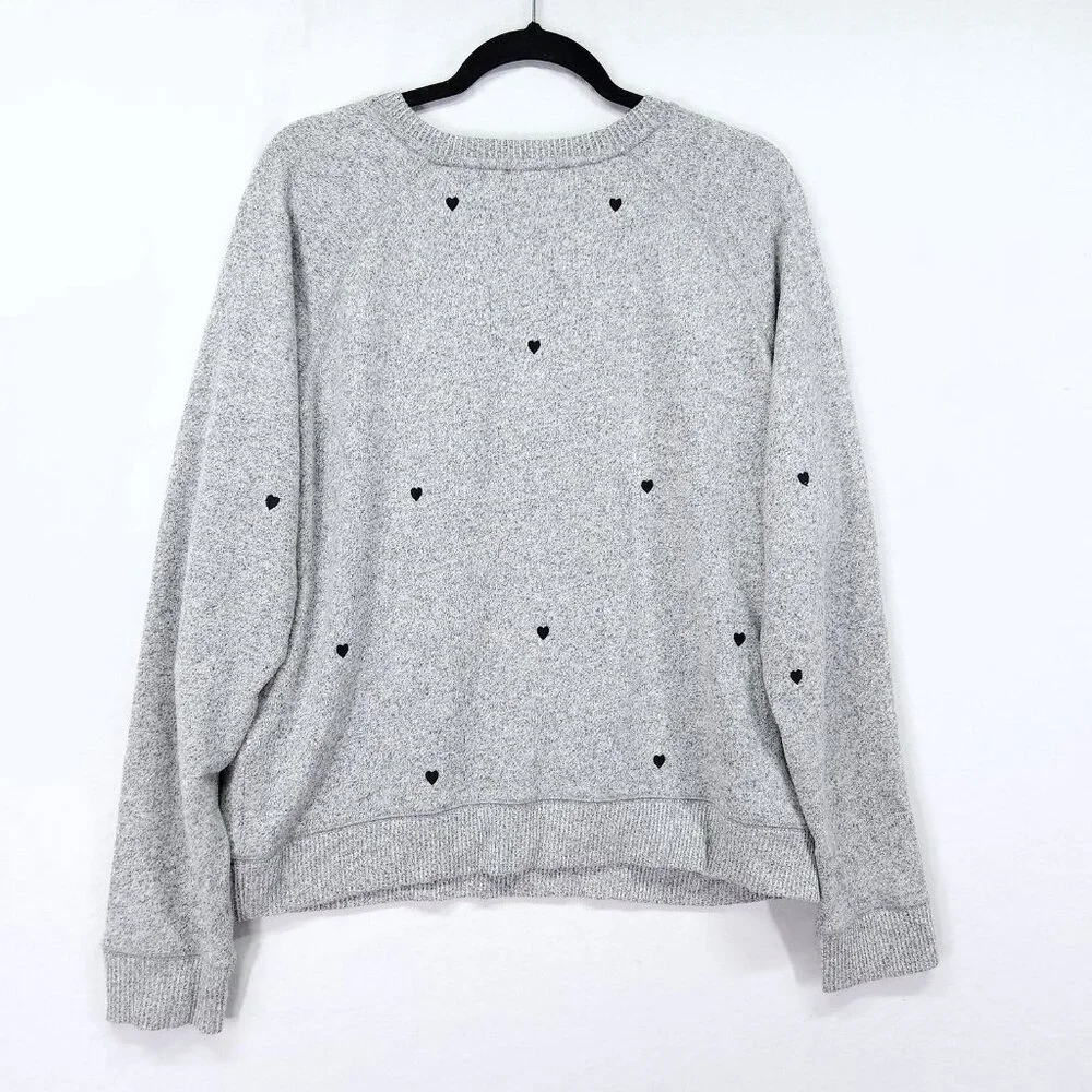 Rails Callahan Knit Sweater Size Large Melange Grey Black Hearts - Picture 3 of 12
